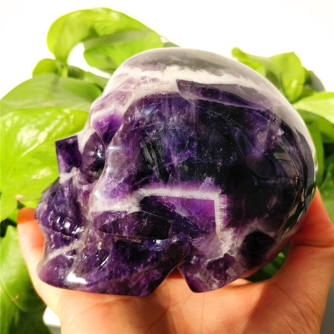 Hand carved skull Amethyst Brazilian Dream