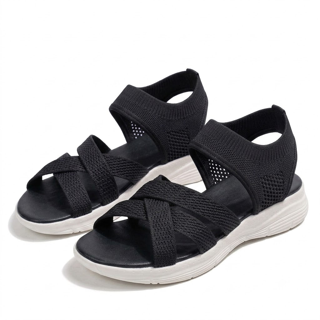 Orthopaedic Stretch Knit Wedge Sandals for Women - Bunion-Friendly Comfort