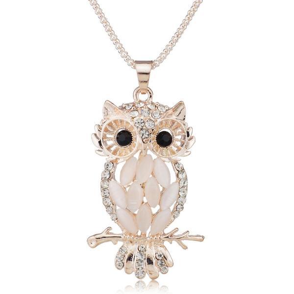 Rhinestone and graceful owl necklace