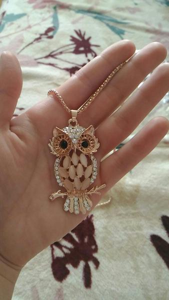 Rhinestone and graceful owl necklace