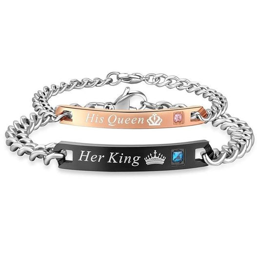 Duo of love bracelets “his king, his queen”