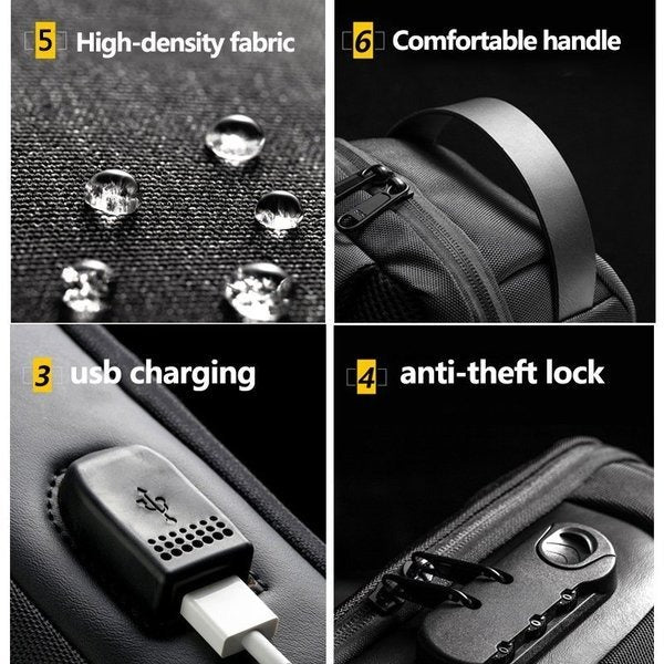 USB charging sport sling Anti-theft shoulder bag