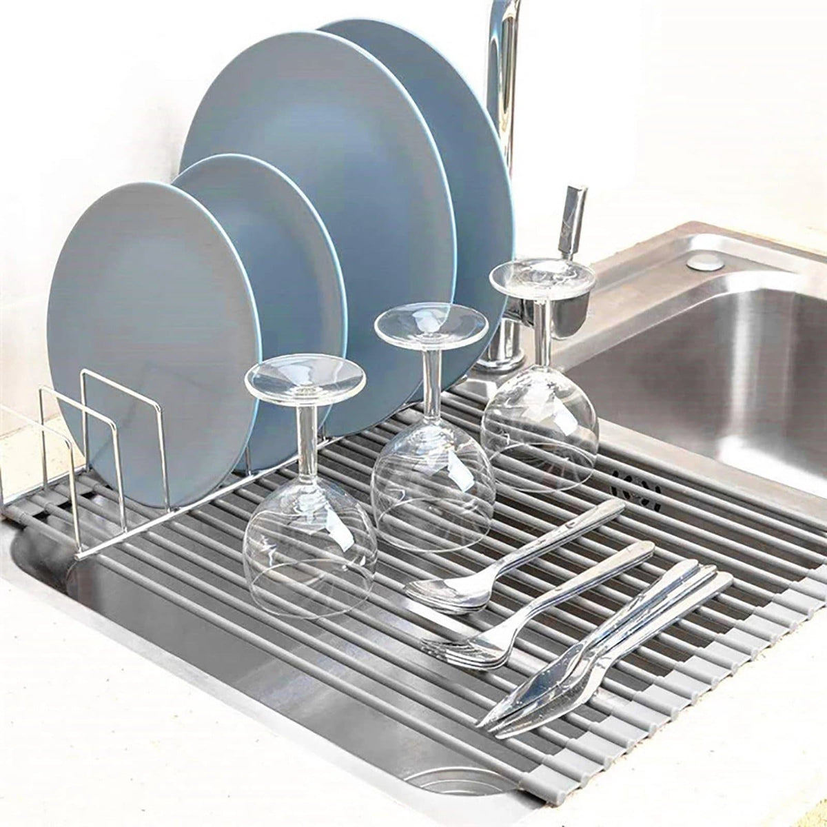 Roll up sink rack