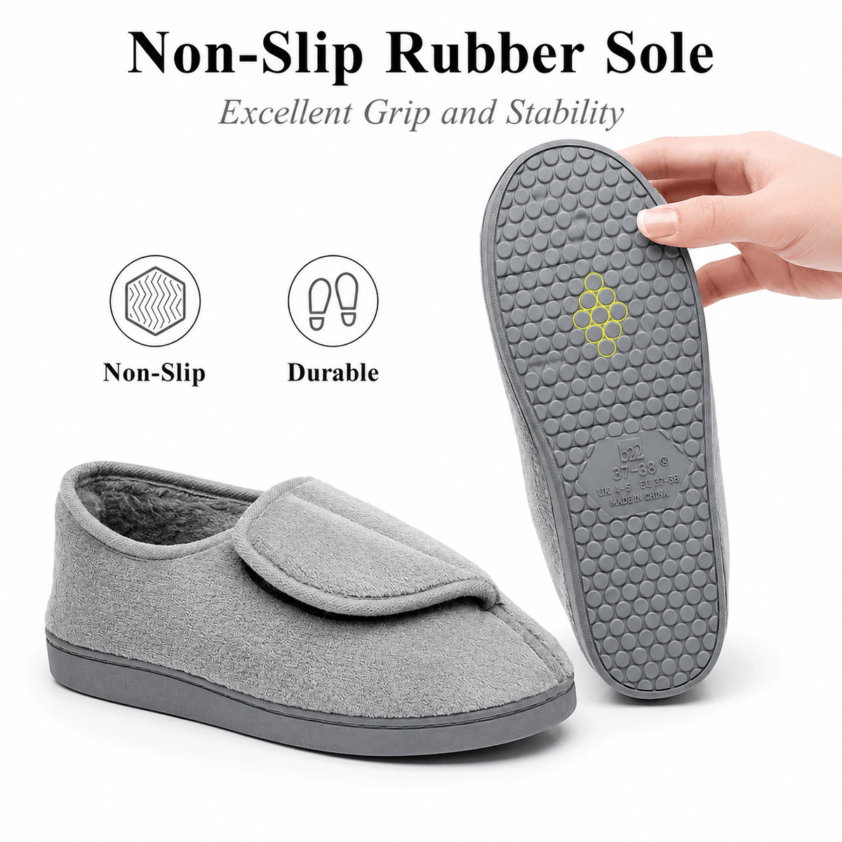 Unisex Orthopaedic Memory Foam Diabetic Slippers - Safe Home Comfort