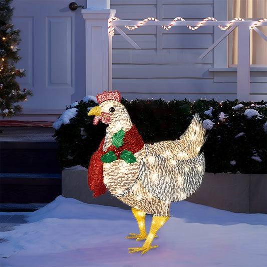 Illuminated Decorative Hen With Scarf