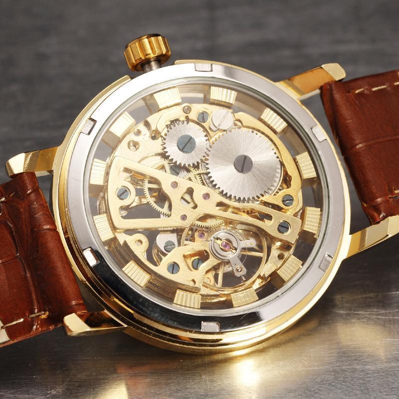 Luxury mechanical skeleton watch