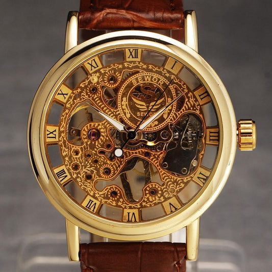 Luxury mechanical skeleton watch