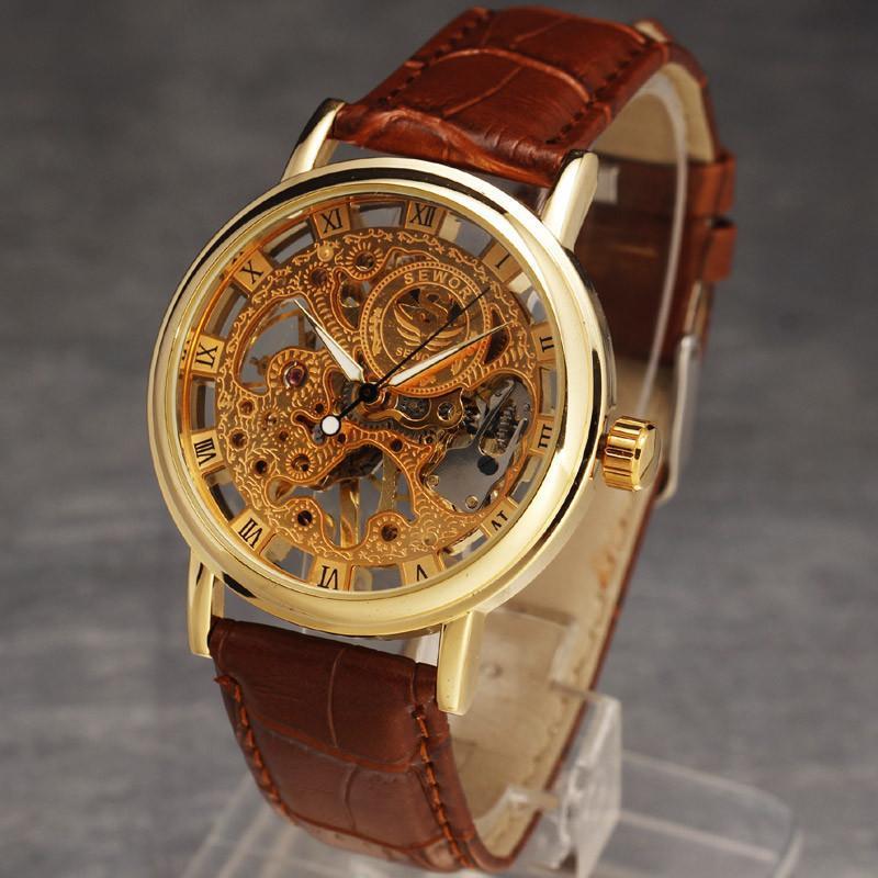 Luxury mechanical skeleton watch