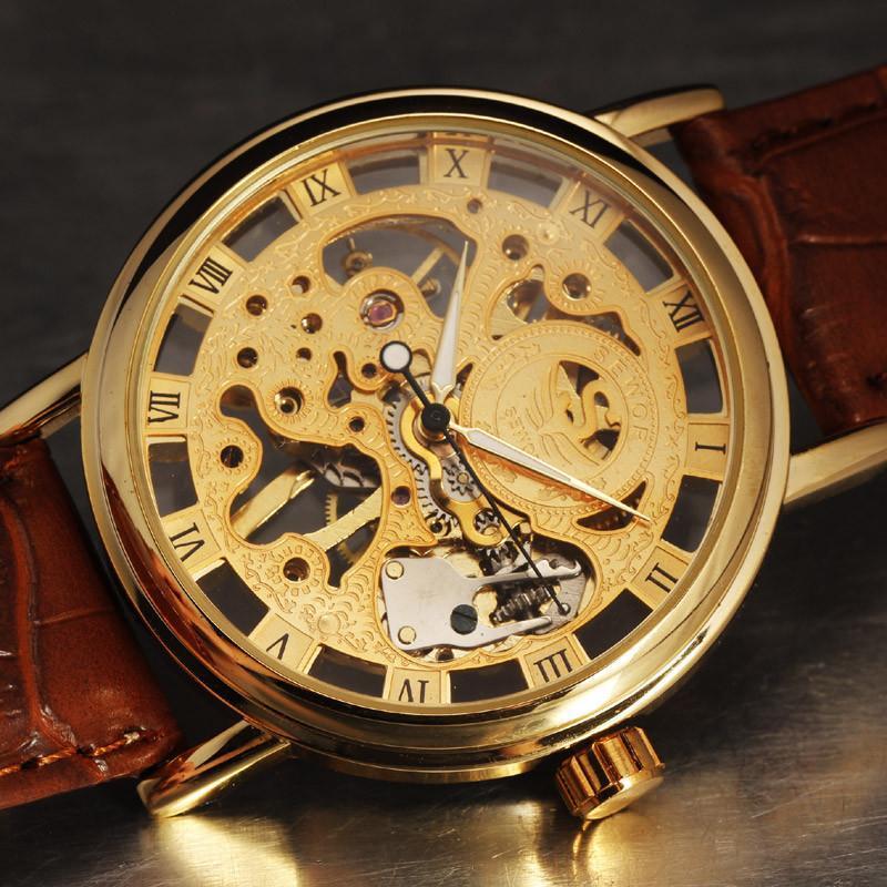Luxury mechanical skeleton watch