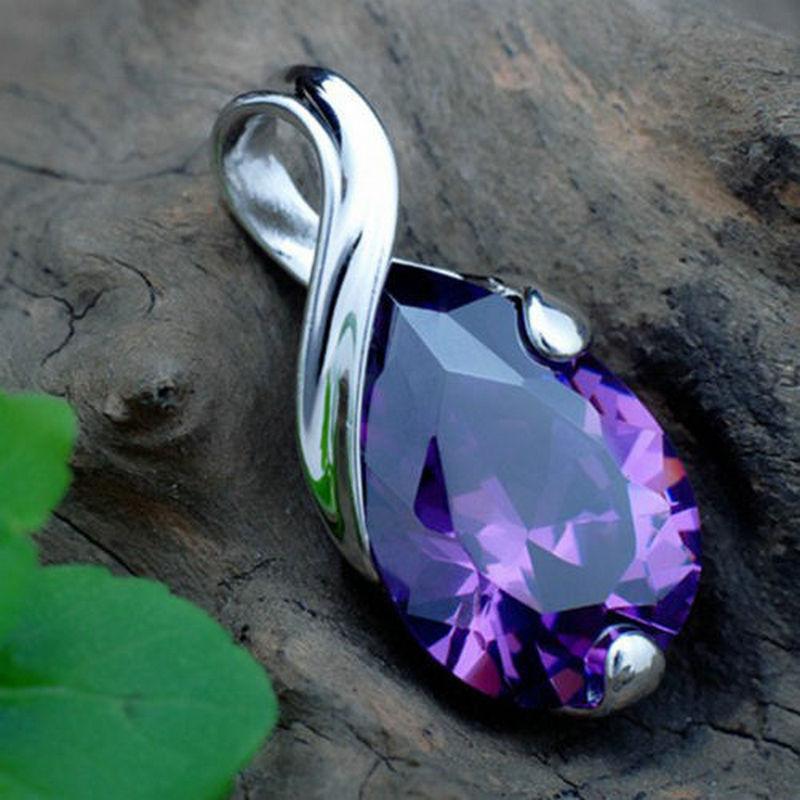 Amethyst-colored water drop pendant