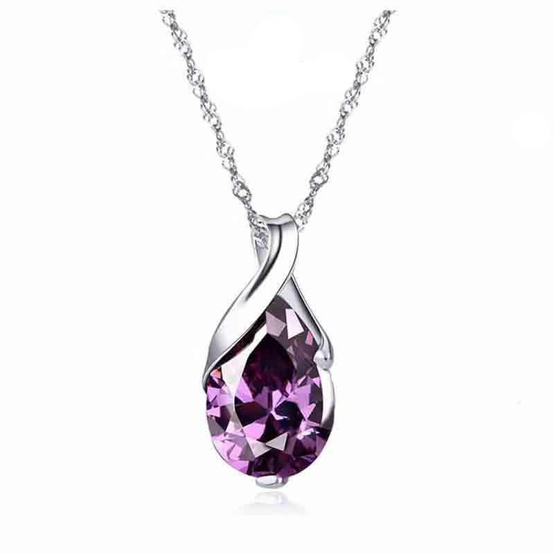 Amethyst-colored water drop pendant