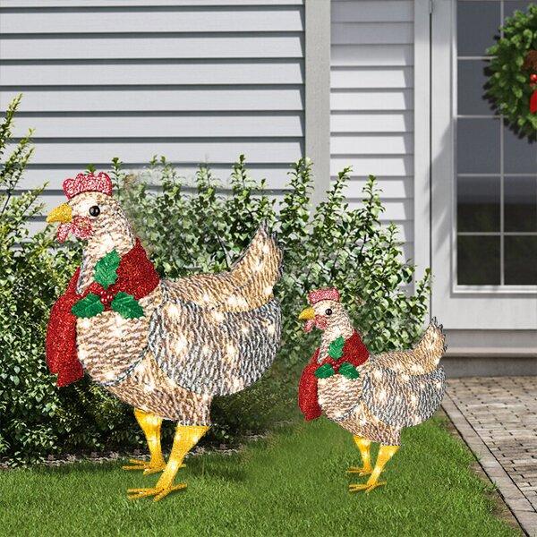 Illuminated Decorative Hen With Scarf