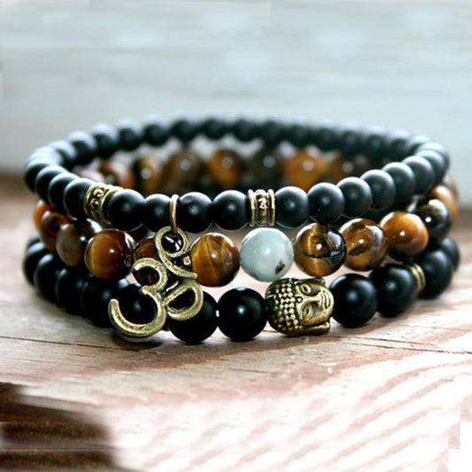 Triple “meditation” bracelet in black onyx
