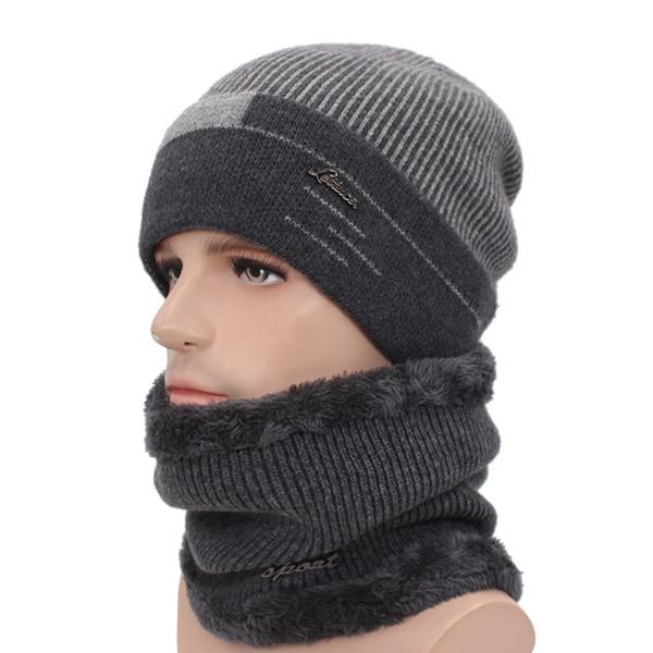 Warm Beanie Cap With Scarf