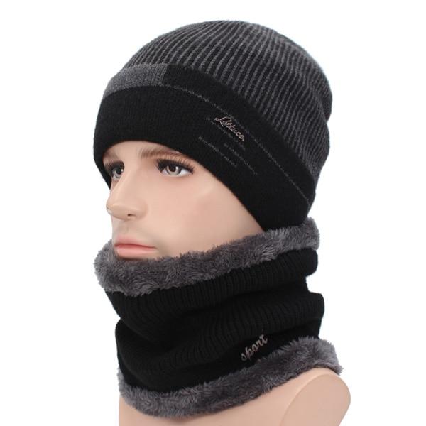 Warm Beanie Cap With Scarf
