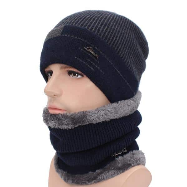 Warm Beanie Cap With Scarf