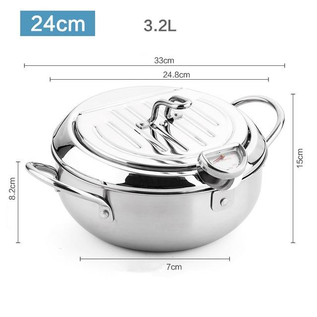 Stainless steel deep frying pot