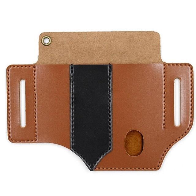 Men EDC Genuine Leather Multitool Flashlight Key Pen Organizer Gear Waist Belt Bag
